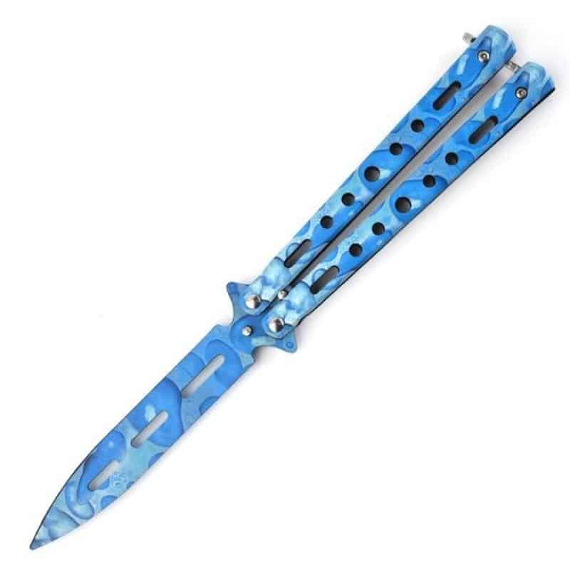 Faca Borboleta Balisong Aço Azul